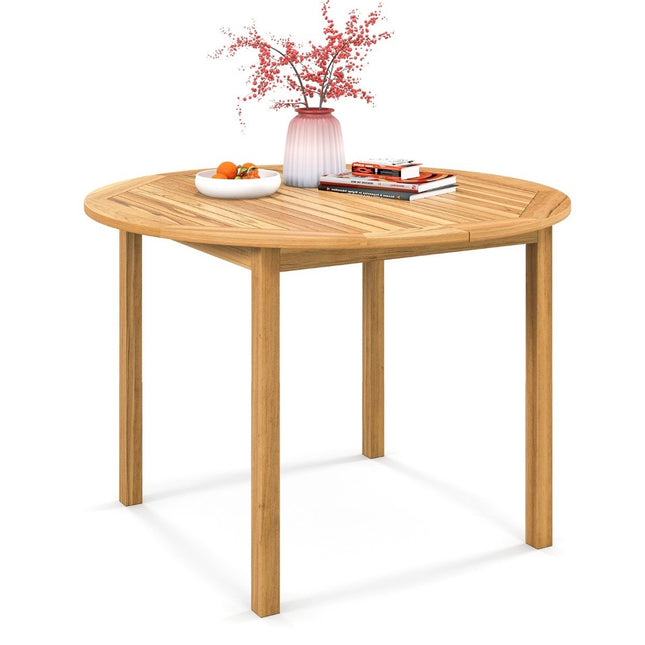 Tuintafel acaciahout eettafel rond voor 4 personen bistrotafel houten tafel voor in de tuin 110 x 110 x 75 cm naturel