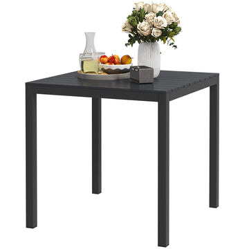 Outdoor dining table in aluminium, 73x73 cm, Wooden look