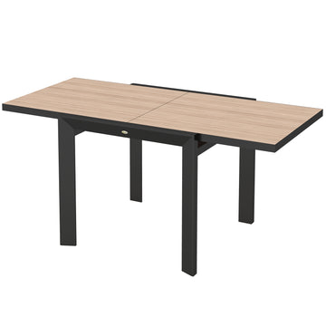 Extendable outdoor dining table in aluminium, weatherproof 80/160x80 cm
