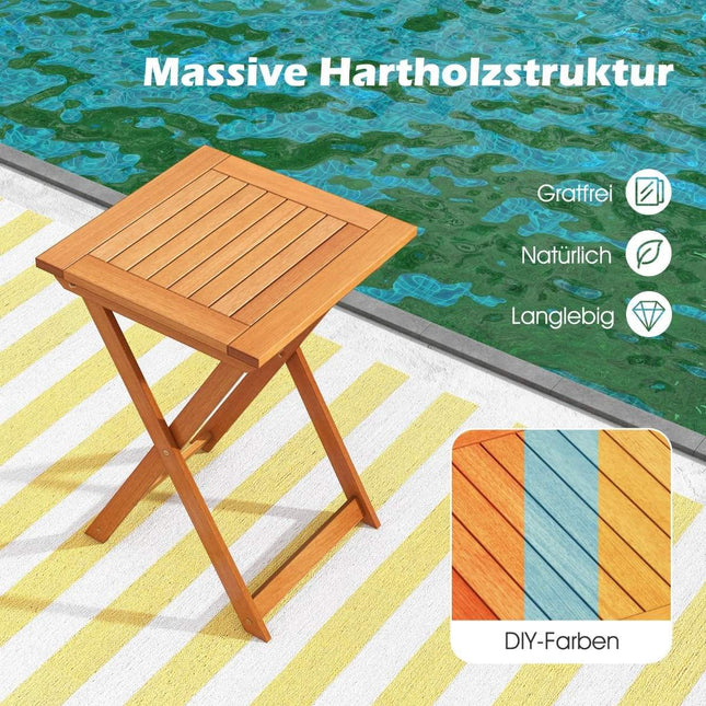 Garden table foldable weatherproof bistro table made of hardwood folding table square wooden table 50 x 50 x 73.5 cm natural
