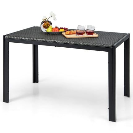 Garden table rattan dining table for 4-6 people rectangular patio table 120 x 71 x 72 cm mixed brown