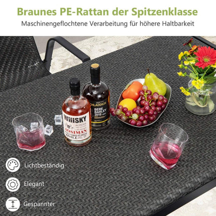 Garden table rattan dining table for 4-6 people rectangular patio table 120 x 71 x 72 cm mixed brown