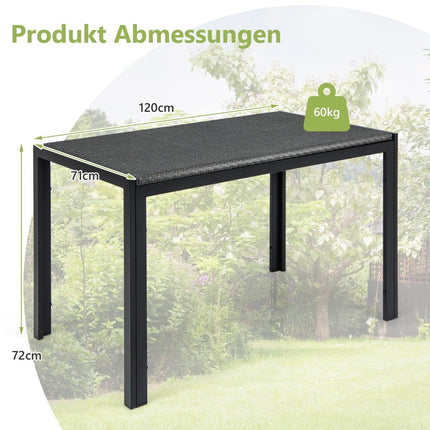 Garden table rattan dining table for 4-6 people rectangular patio table 120 x 71 x 72 cm mixed brown