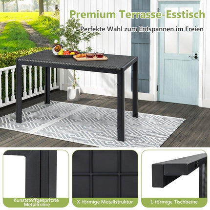 Garden table rattan dining table for 4-6 people rectangular patio table 120 x 71 x 72 cm mixed brown