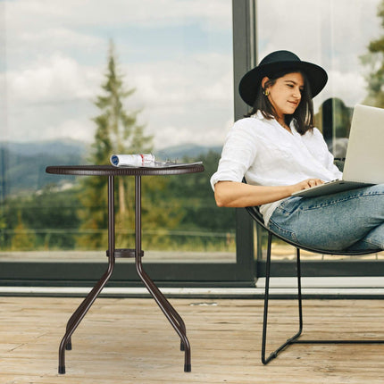 Garden table round brown