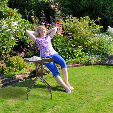 Garden table round brown