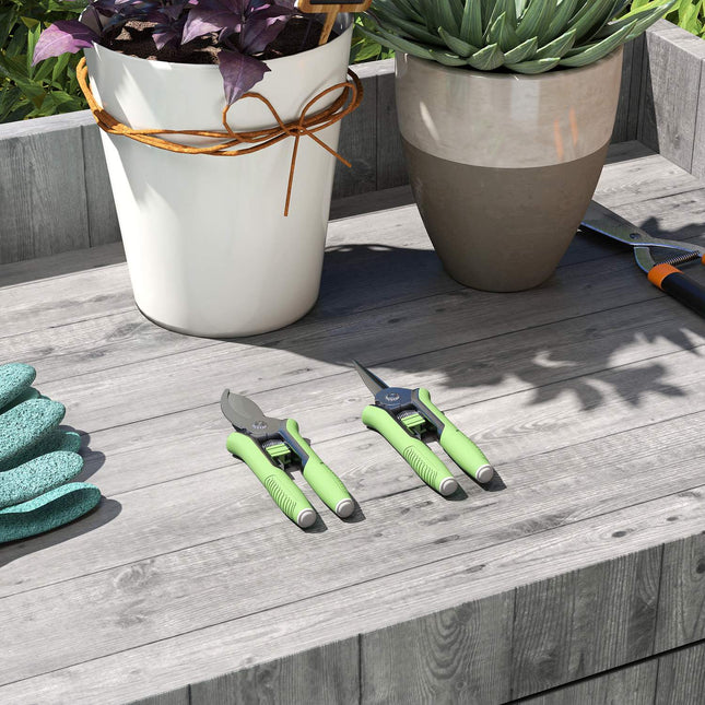 Garden tool set 2 pieces garden tool made of stainless steel garden tools with garden shears pruning shears green + silver
