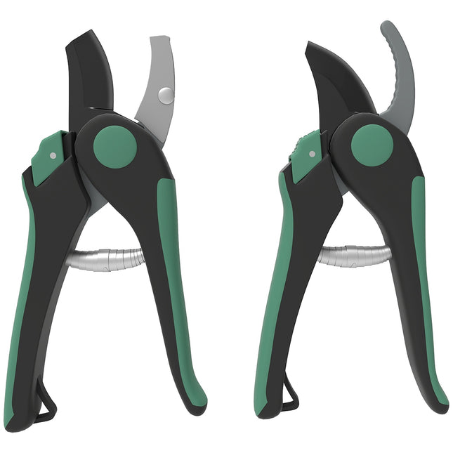 Garden Tool Set – 2 Metal Pruning Shears, Green/Black