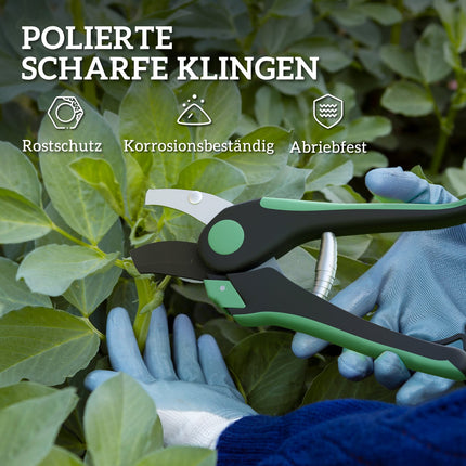 Tuingereedschapset 2 stuks tuingereedschap van metaal tuingereedschap met tuinschaar groen + zwart