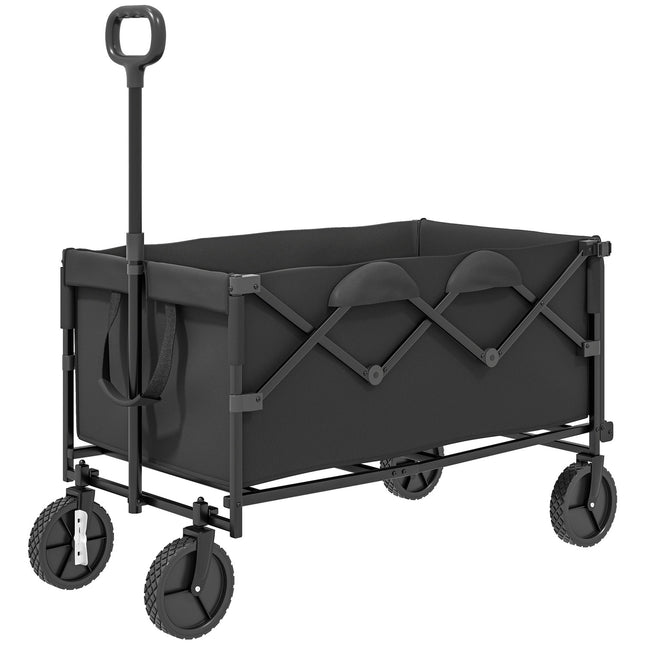 Folding garden cart, 100 kg load, 160 l capacity, black