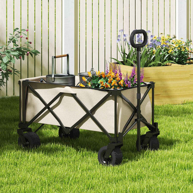 Collapsible garden trolley, 100 kg capacity, removable lid