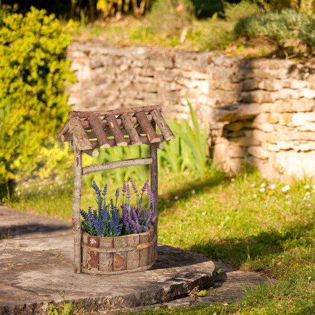 Garden with wooden fountain