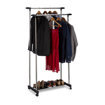 Garment Rack with 2 Rails on Wheels