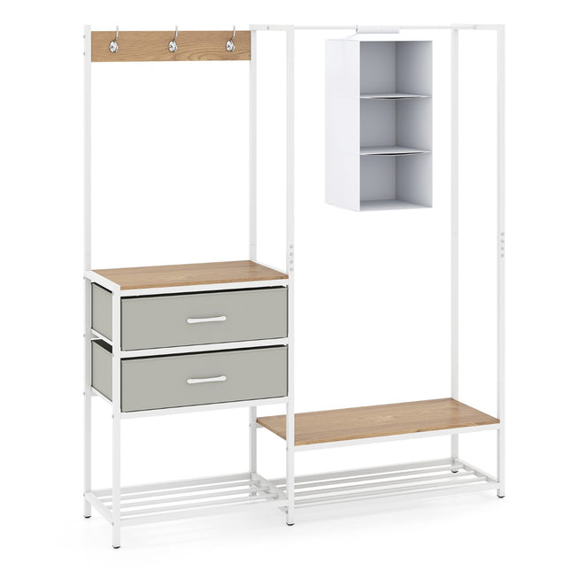Garment Rack with Hanging Rod, Shelves and Fabric Drawers