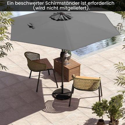 Garten-Terrassenschirm 230 cm, Kippbar, Grau