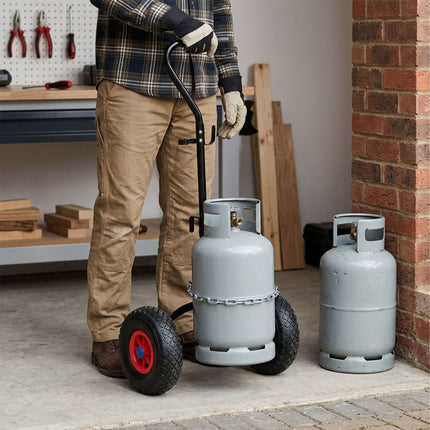 Gas Cylinder Trolley with Handle & Safety Chain