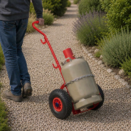 Gas Cylinder Trolley with Handle & Safety Chain