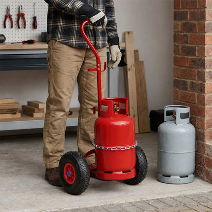 Gas Cylinder Trolley with Handle & Safety Chain