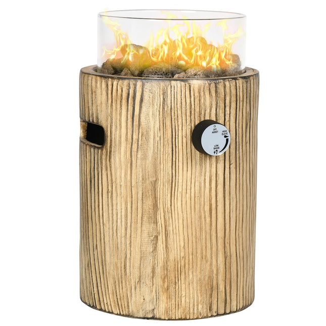 Portable gas fire bowl, wooden look, 10,000 BTU, Ø 21.5 cm