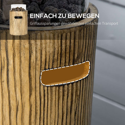 Portable gas fire bowl, wooden look, 10,000 BTU, Ø 21.5 cm