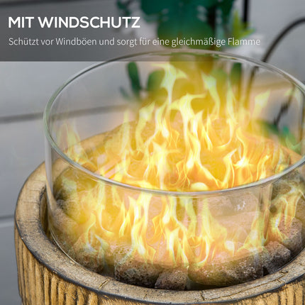 Portable gas fire bowl, wooden look, 10,000 BTU, Ø 21.5 cm