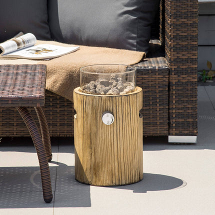 Portable gas fire bowl, wooden look, 10,000 BTU, Ø 21.5 cm