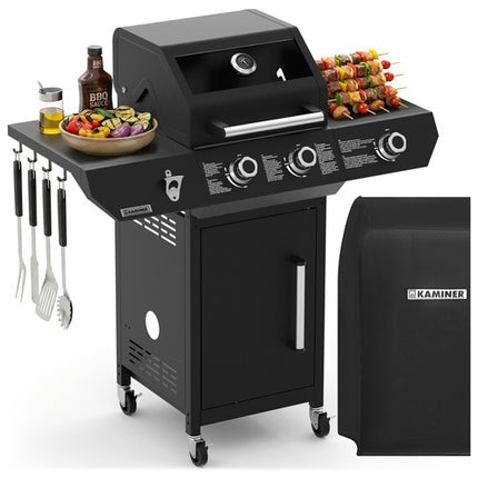 Gas Grill 10kW, Black, Stainless Steel, Rotisserie