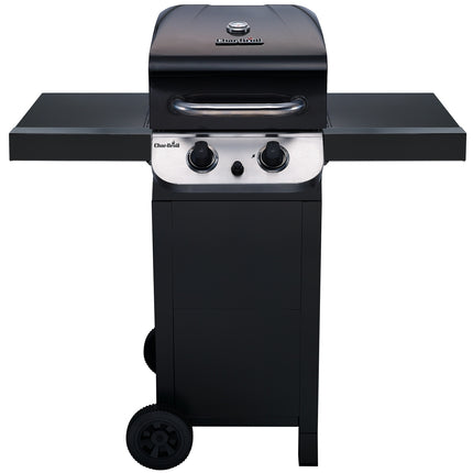 Gas Grill with 2 Burners, Cast Iron Grates, Thermometer