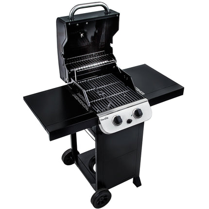 Gas Grill with 2 Burners, Cast Iron Grates, Thermometer