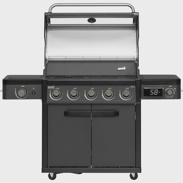 Gas Grill with 5 Burners, Infrared Side Burner, Thermostat