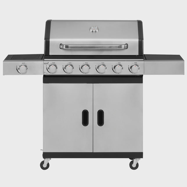 Gas Grill with 6 Burners, Side Burner, 78x38 cm Cooking Area