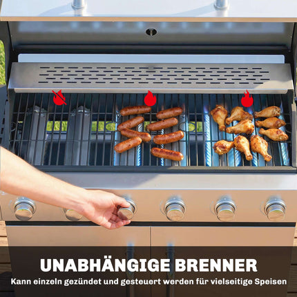 Gas Grill with 7 Burners, Stainless Steel, Large Cooking Area