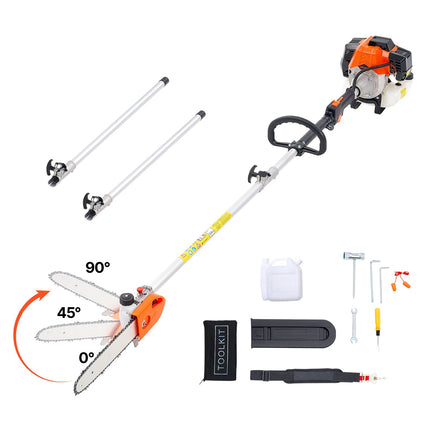 Gas Pole Saw, 43cc 2-Stroke, 12 in Bar, 12 ft Reach