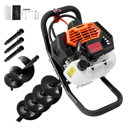 Gas-Powered Post Hole Digger, 52cc with 6 and 10 in Bits