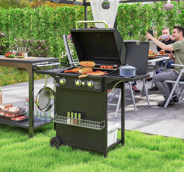 9.5 KW gas barbecue trailer with 4 burners and side stove