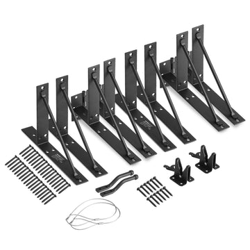 Gate Corner Brace Bracket Kit, 2 Sets, Latch Lock, Black