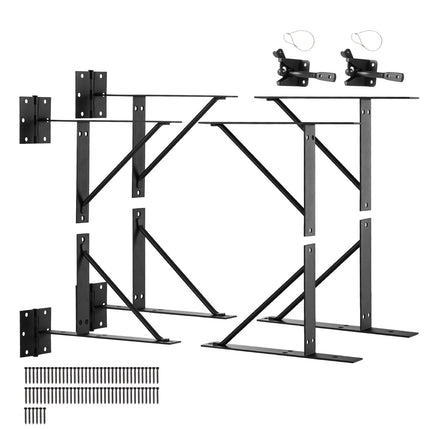 Gate Corner Brace Bracket Kit, 2 Sets, Latch Lock, Black