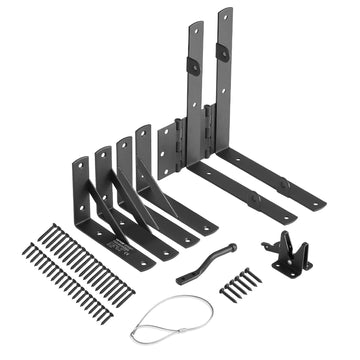 Gate Corner Brace Bracket Kit, Anti-Sag Iron, Black, With Latch