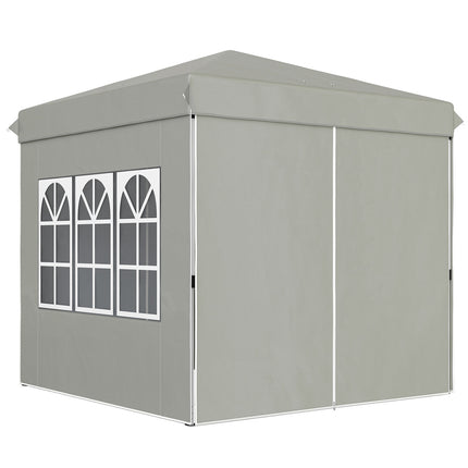 Paviljoen 2,5 x 2,5 m, waterafstotend, stabiel, winterbestendig pop-up vouwpaviljoen, UV-bescherming 50+, opvouwbare partytent, tuintent met 4 zijpanelen, zaktuinpaviljoen voor op de camping, tuin, lichtgrijs