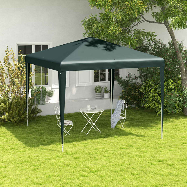 Garden gazebo in dark green steel, 2.7 x 2.7 m patio tent