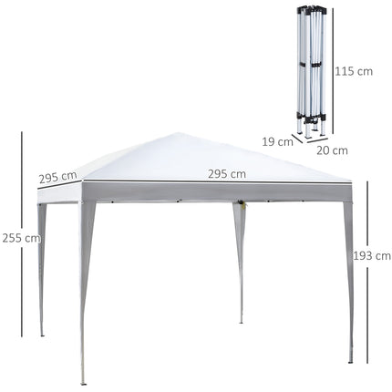 Pop-Up Gazebo 2.95x2.95M, UV-resistant, steel frame