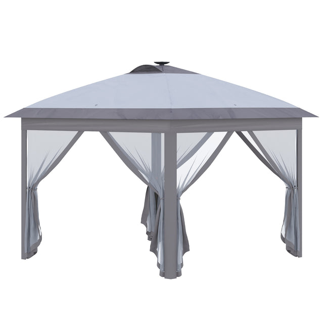 Pop-Up Gazebo 3.3x3.3M with LED, Mesh walls, Sun protection