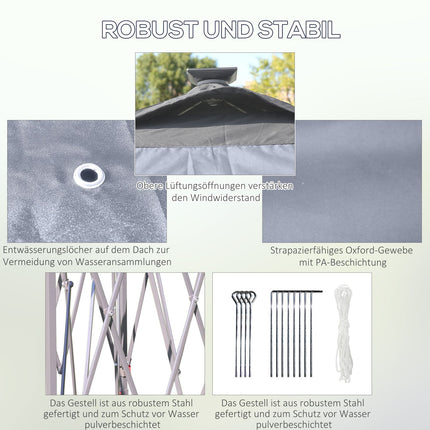 Pop-Up Gazebo 3.3x3.3M with LED, Mesh walls, Sun protection