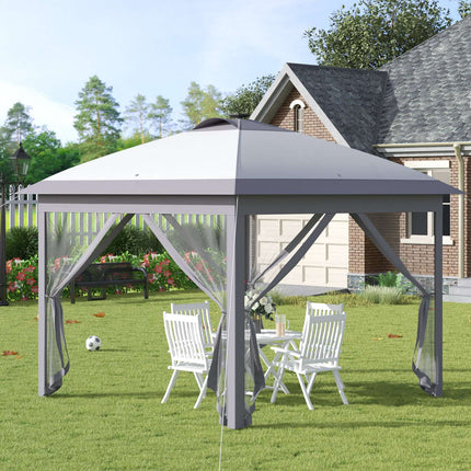 Pop-Up Gazebo 3.3x3.3M with LED, Mesh walls, Sun protection
