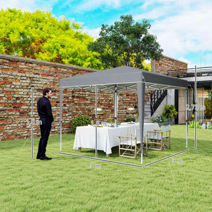 Paviljoen 3x3m, waterafstotend, stabiel, winterbestendig vouwpaviljoen, UV-bescherming 50+, opvouwbare partytent, tuintent met tas, tuinpaviljoen voor op de camping, tuin, lichtgrijs