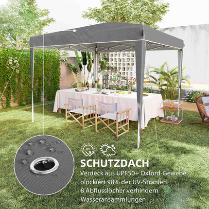 Paviljoen 3x3m, waterafstotend, stabiel, winterbestendig vouwpaviljoen, UV-bescherming 50+, opvouwbare partytent, tuintent met tas, tuinpaviljoen voor op de camping, tuin, lichtgrijs