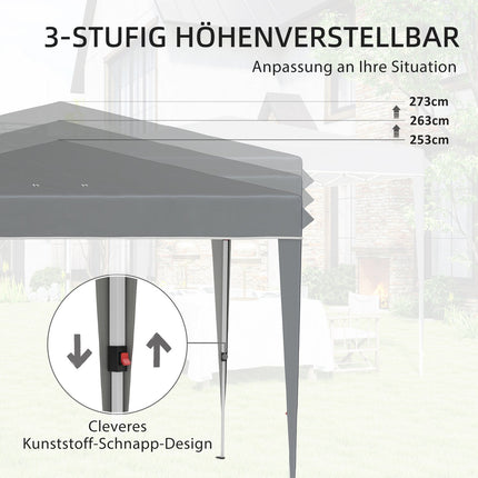 Paviljoen 3x3m, waterafstotend, stabiel, winterbestendig vouwpaviljoen, UV-bescherming 50+, opvouwbare partytent, tuintent met tas, tuinpaviljoen voor op de camping, tuin, lichtgrijs