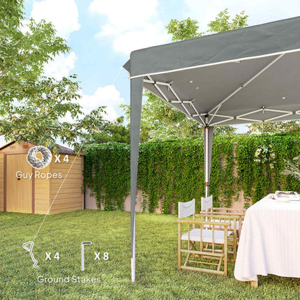 Paviljoen 3x3m, waterafstotend, stabiel, winterbestendig vouwpaviljoen, UV-bescherming 50+, opvouwbare partytent, tuintent met tas, tuinpaviljoen voor op de camping, tuin, lichtgrijs