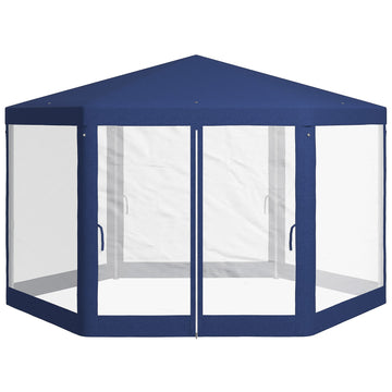 Hexagonal 4x3m gazebo, water-repellent, mosquito net