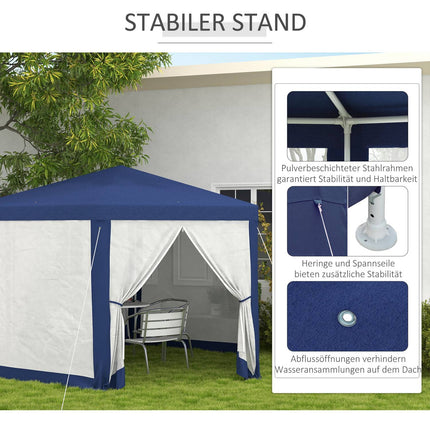 Hexagonal 4x3m gazebo, water-repellent, mosquito net